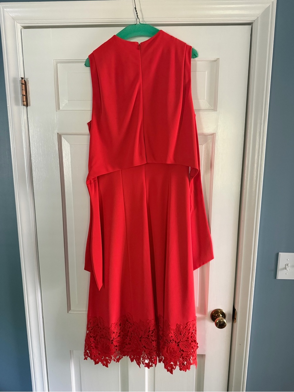 Lela Rose Vibrant Red Sleeveless Tie-Waist Maxi Dress - Picture 6 of 11